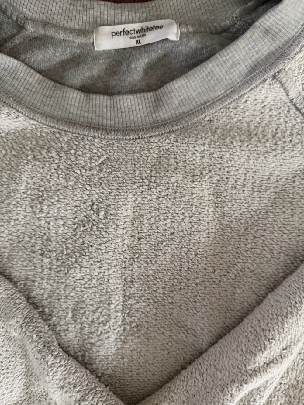 perfectwhitetee Ziggy Terry Sweatshirt Light Gray Crewneck Size XL - Picture 2 of 2